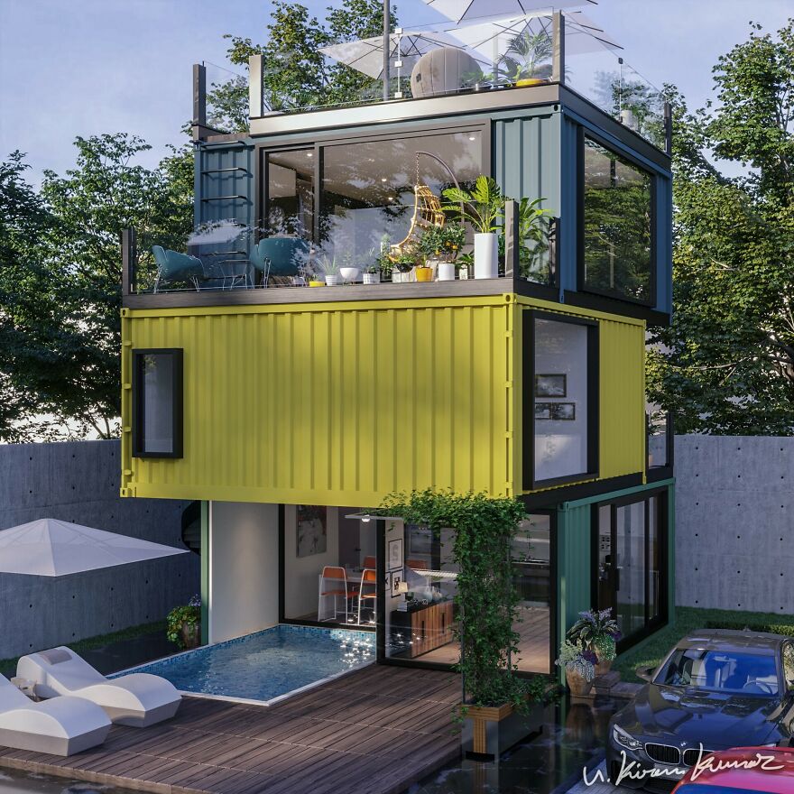 Amazing 3-Storey Cool Looking Container House Concept