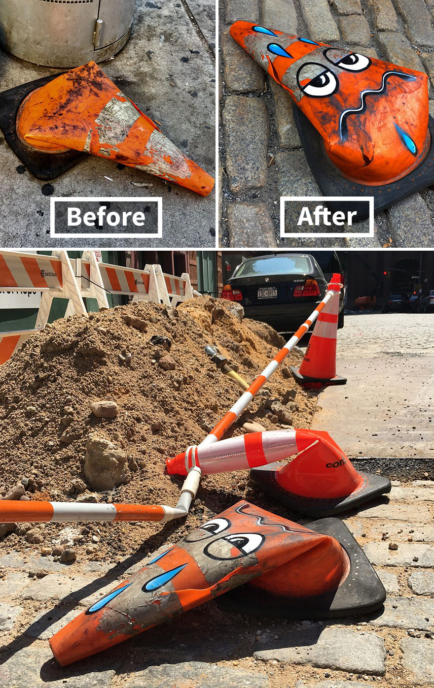 Verified Its So Hot In NYC, Even The Traffic Cones Are Wilting