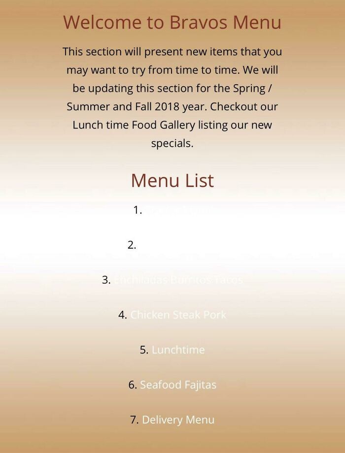 Here’s A Menu I Found Online While Looking For Somewhere To Eat