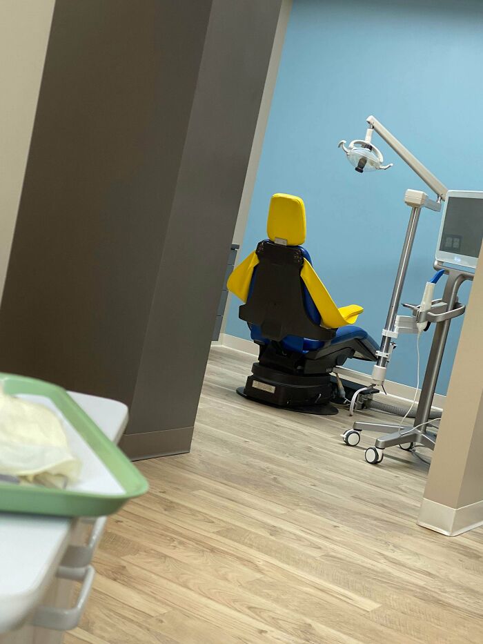 This Orthodontist Chair That Looks Like A LEGO Man Sitting