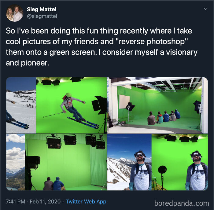 Madlad Photoshops Pictures Of His Friends Onto A Green Screen To Make Them Look Fake