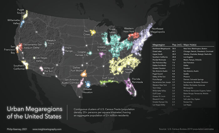 Urban Megaregions Of The United States [oc]