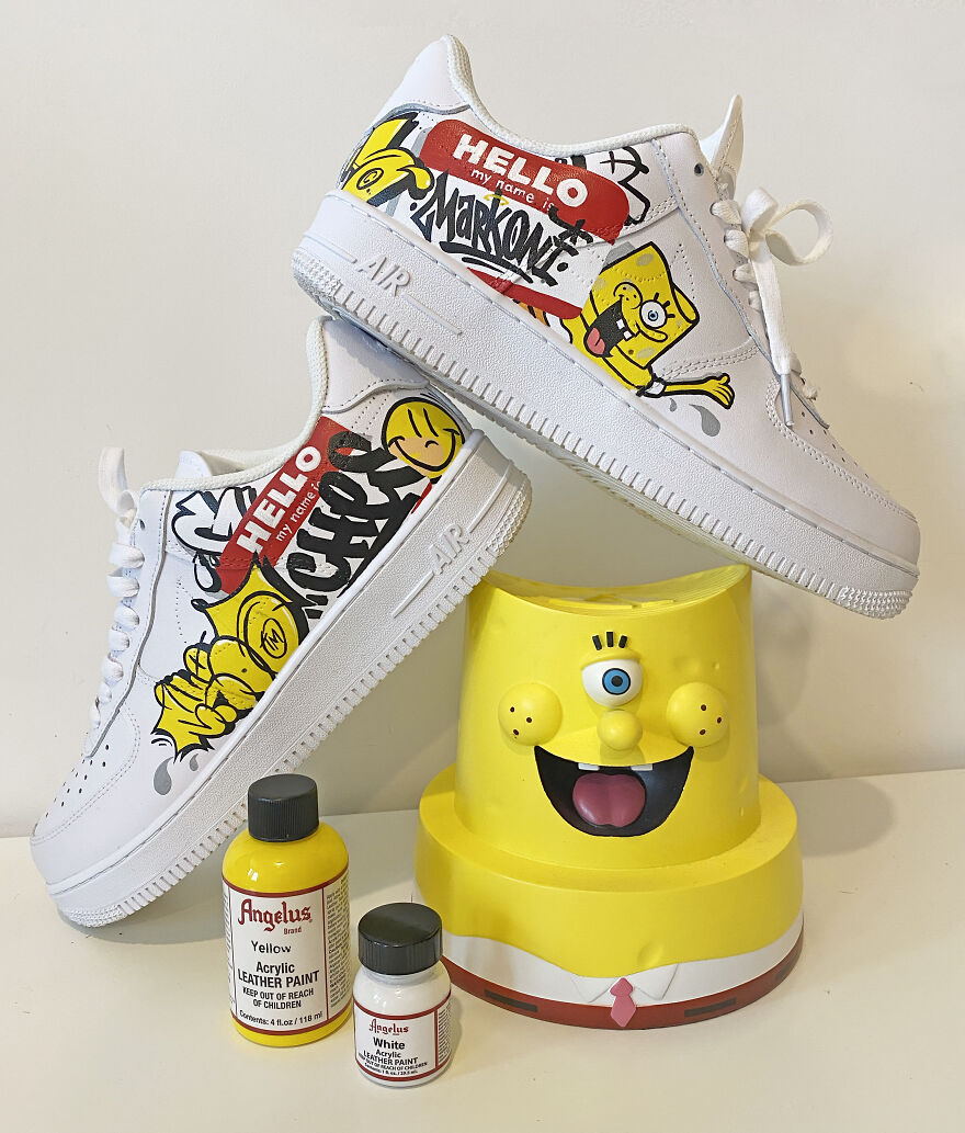 Drawing On Sneakers And My Sculpture "Sponge Cap"