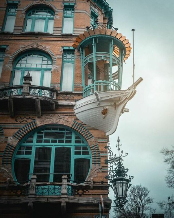 This Art Nouveau Building Known As The "Het Bootje" ("Little Boat") In Antwerp, Belgium