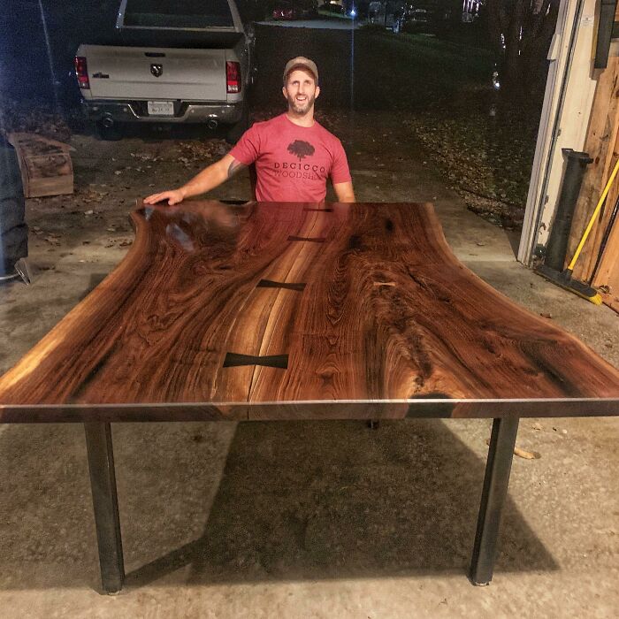 Wanted To Show Off My New Dining Table I Made. Tree Came Down In A Storm Over A Year Ago, Milled, Dried, Flattened, Tree To Table