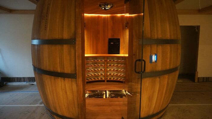 This Will Go Down As One Of The Coolest Builds I’ve Ever Done. Wine Barrel Wine Cellar