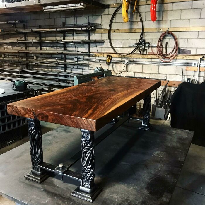 Here Is A Prototype Table We Are Making Using The Original Golden Gate Bridge Suspender Ropes And Claro-Walnut Top. Both Are Over 80 Years Old!