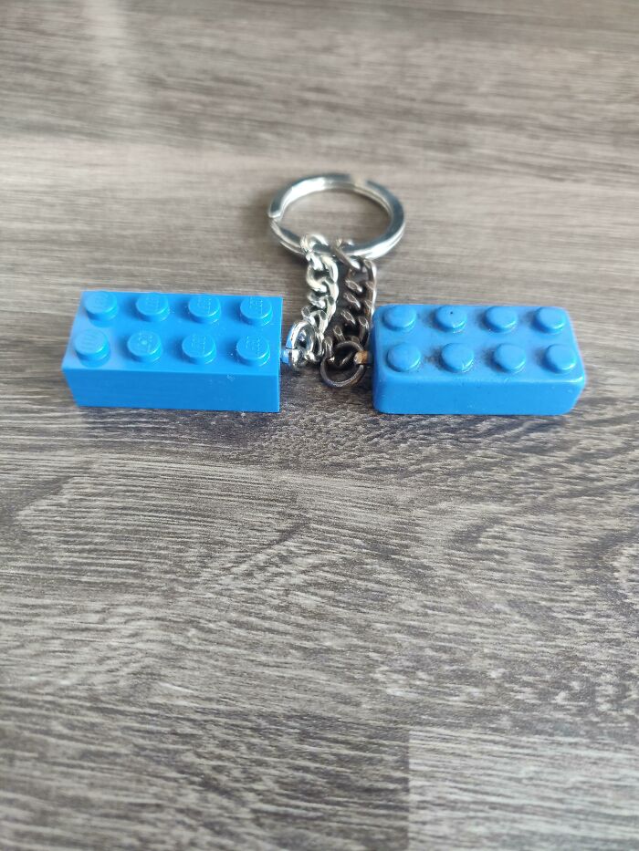 The Wear On A LEGO Brick I've Been Using As A Key Hanger For A Few Years, Compared To A New One