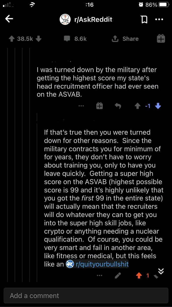 Got Denied From The Military For Being “Too Smart”