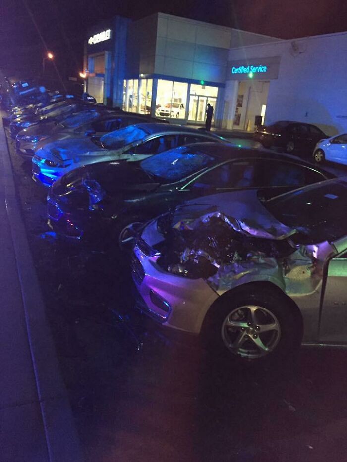 Guy Hopped A Curb And Totaled 12 New Chevrolet's