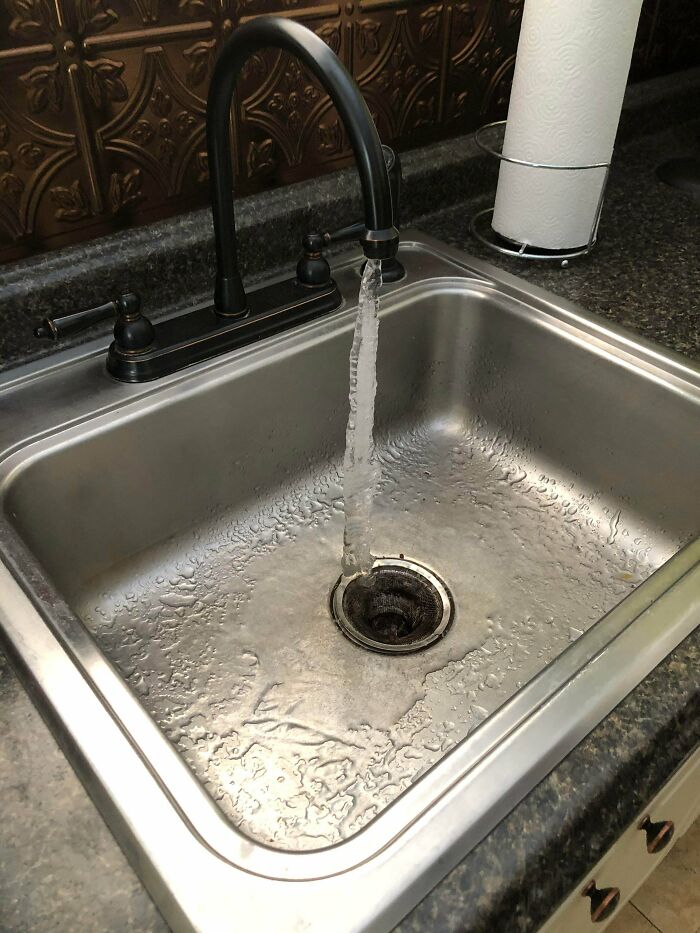 Left The Faucet Dripping To Keep The Pipes From Freezing. It Didn’t Work Out. Taylor, Texas
