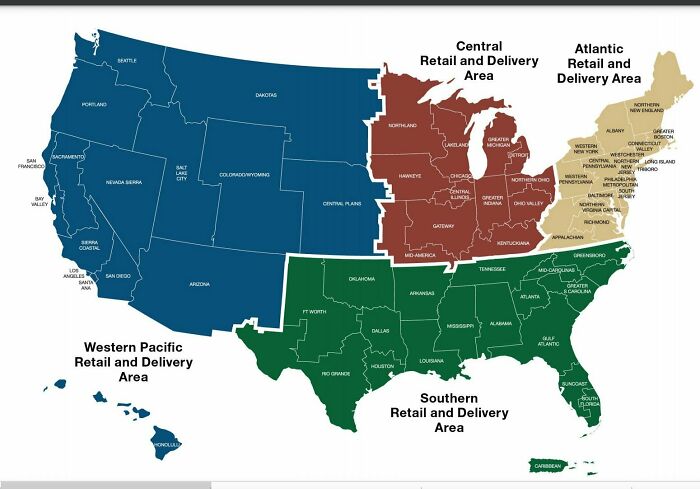 The 2021 USPS Delivery Regions