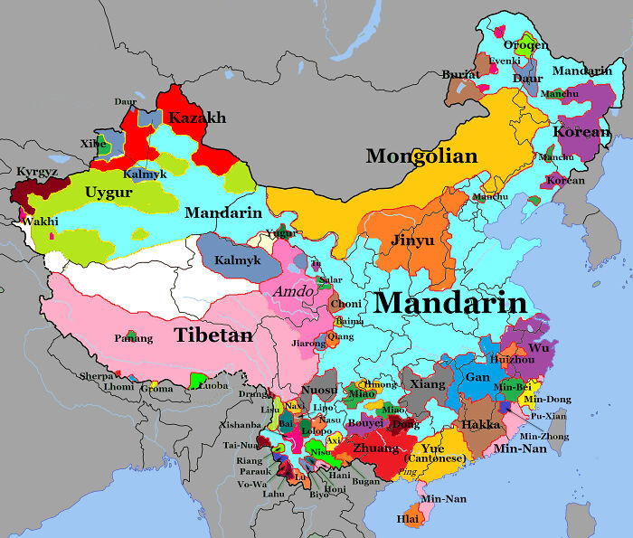 Language Map Of China (2000x1700)