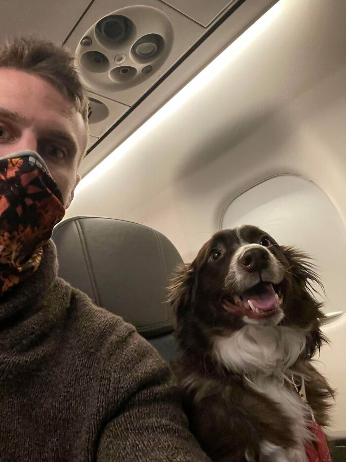My Best Friend Had Never Been On A Plane Before. I Thought He’d Be Scared But Loved It!