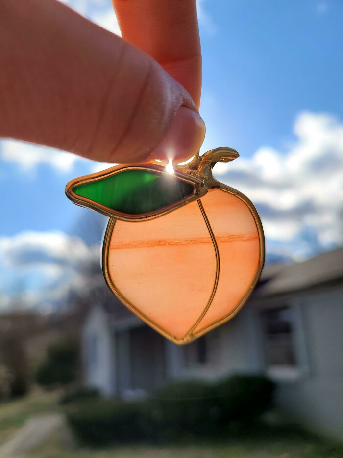 Little Stained Glass Peach I Got For $1 At An Estate Sale