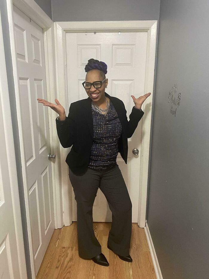 My Blazer $.99,pants $.99 And Shirt $6.00. I’m A Business Woman On A Budget. Outfit Came From Goodwill And A Consignment Shop