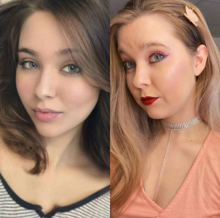 She Even Went As Far As To Edit Her Pupil Shape And Size In The Left Photo. Literally Doesn't Even Look Like The Same Girl. She's Naturally Gorgeous, She Didn't Need Any Of That.