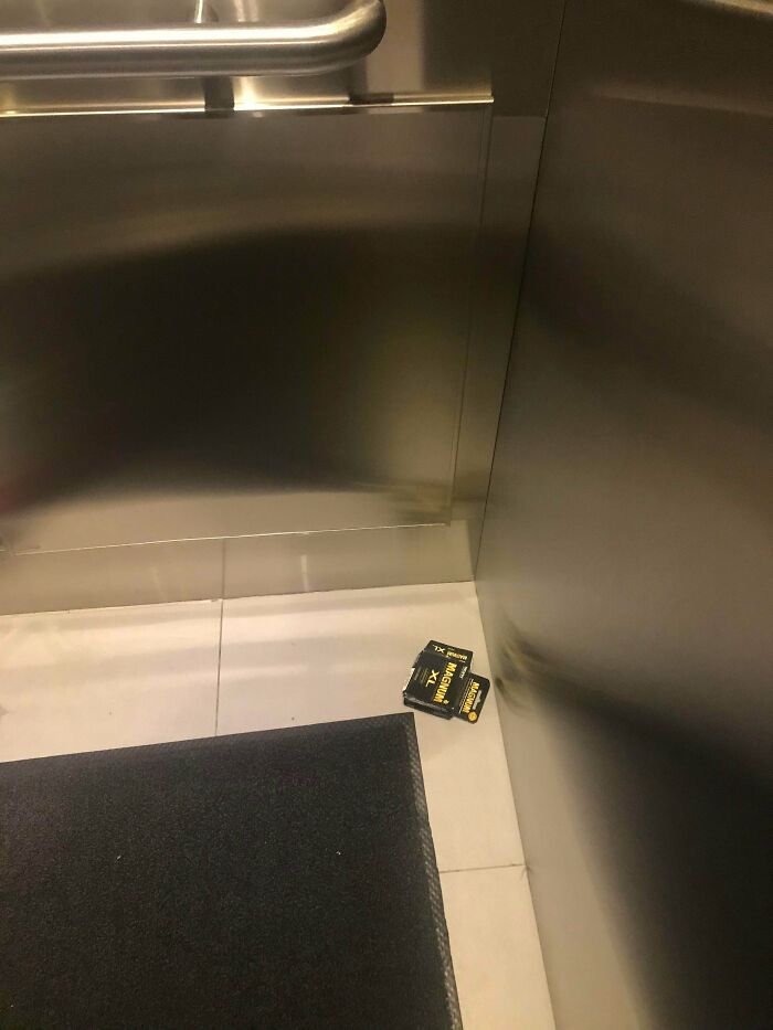 A Guy I See Regularly On The Elevator Where I Live Had This Slip Out Of His Pocket And Casually Said, “Oh, Sorry You Had To See That.” He Then Left It On The Elevator When He Got Off