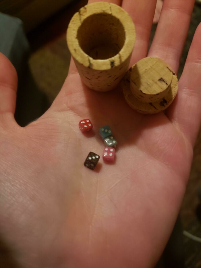 The Wine I Ordered Online Came With A Tiny Set Of Dice Packaged Inside A Hollow Cork
