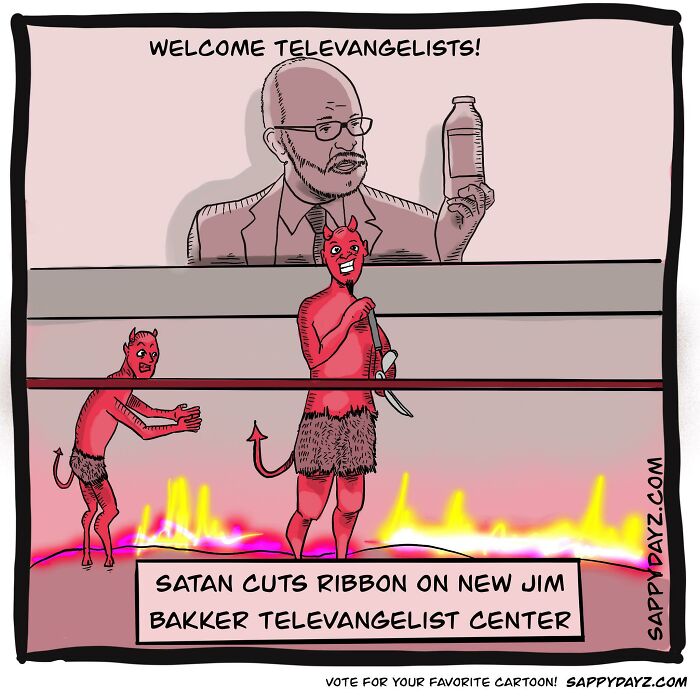 Satan Cuts Ribbon On New Jim Bakker Televangelist Center 