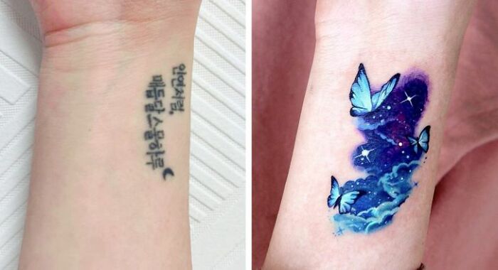 An Artist Turns Tattoo Regrets Into Otherworldly Scenes (25 Pics)