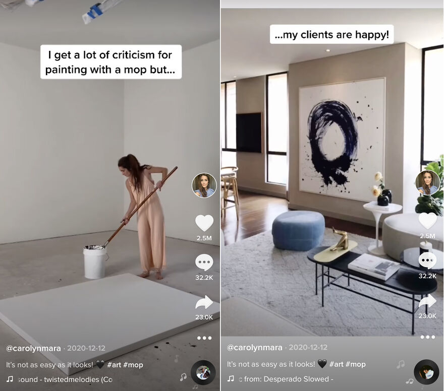 Artist's Video Goes Viral On Tiktok And Brings Polarizing Reactions To Painting With Mop