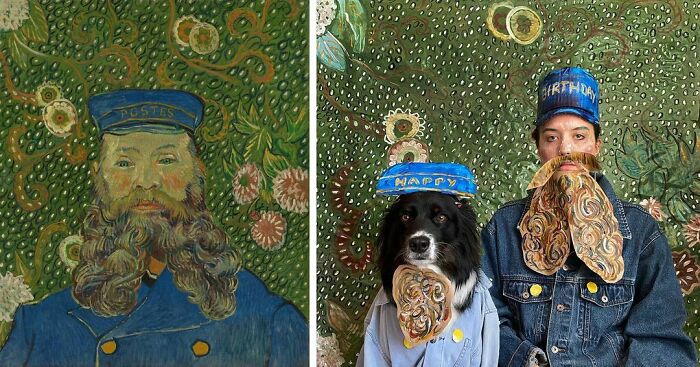 Portrait Of Joseph Roulin, 1889 By Vincent Van Gogh vs. Portrait Of Eliza And Finn, 2020