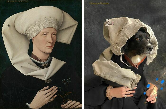 Portrait Of A Woman Of The Hofer Family, 1470 By Swabian vs. Portrait Of A Man Of The Dorman Family, 2020