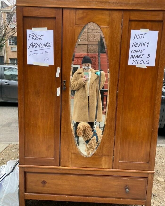It Does Say Not Heavy... Armoire In Front Of 567 Bainbridge St. In Brooklyn! Cute Pup Not Included