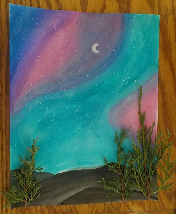 Galaxy For Art Class (I Used Juniper For The Trees)