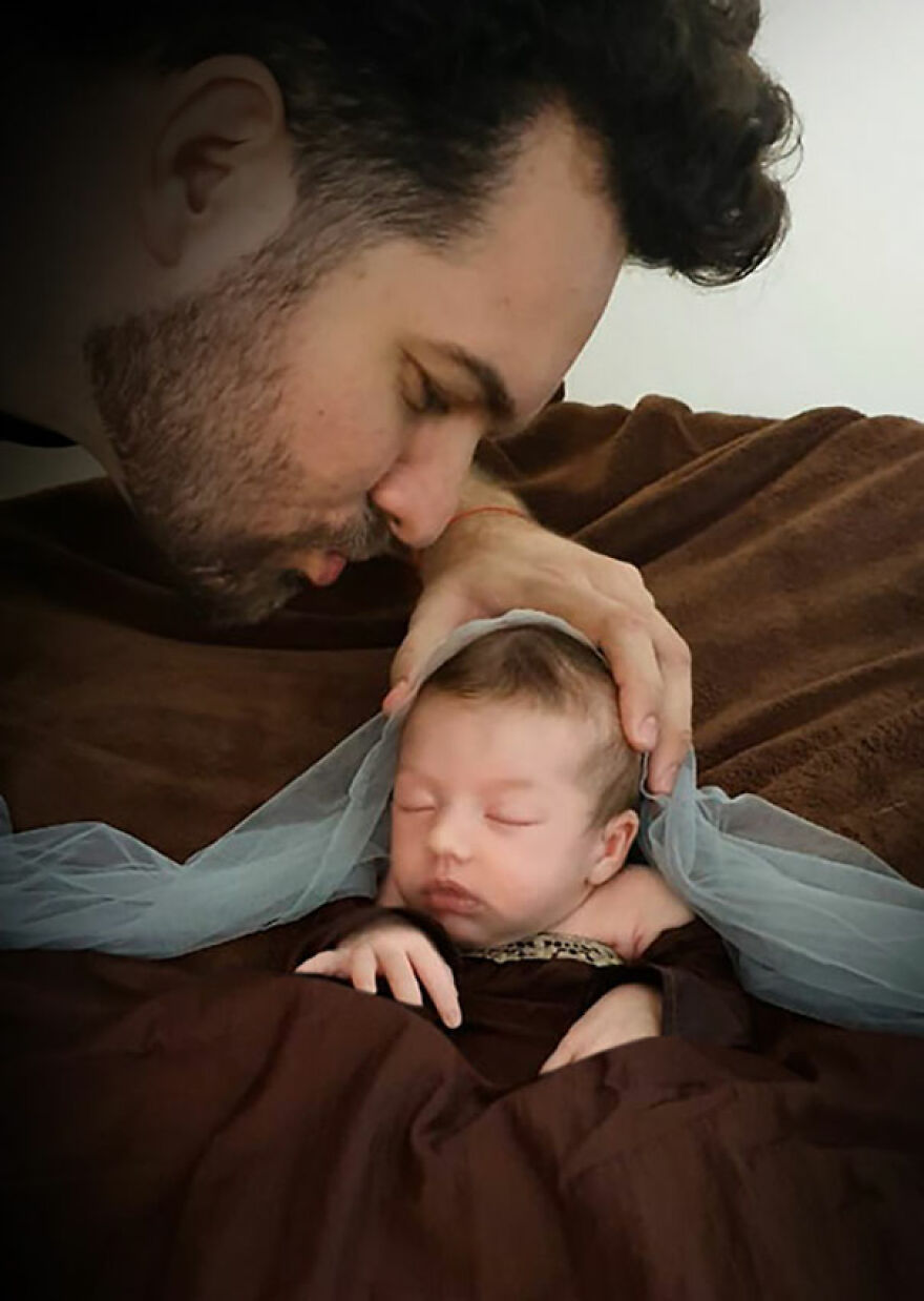 For His Newborn Daughter's Photoshoot, This Dad Recreated Famous Paintings He And His Wife Love