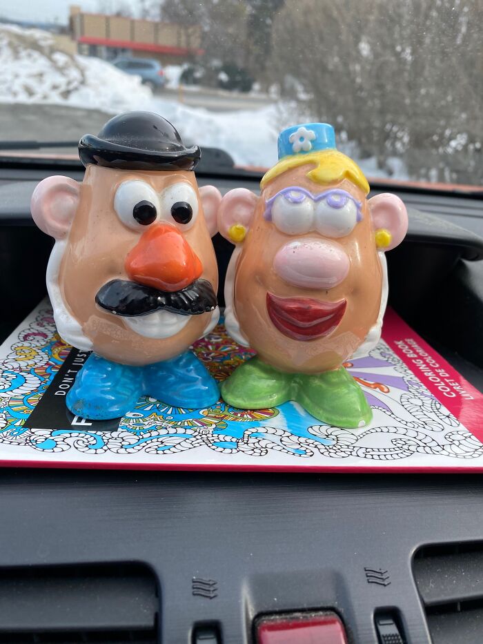 Mr & Mrs Potato Head Salt And Pepper From The Goodwill Store Today.