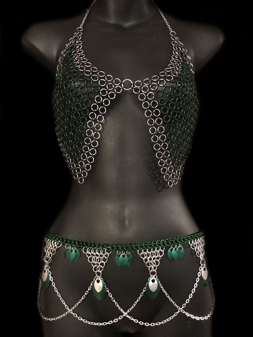 Chainmail Mesh Top With Belly Dancer Belt