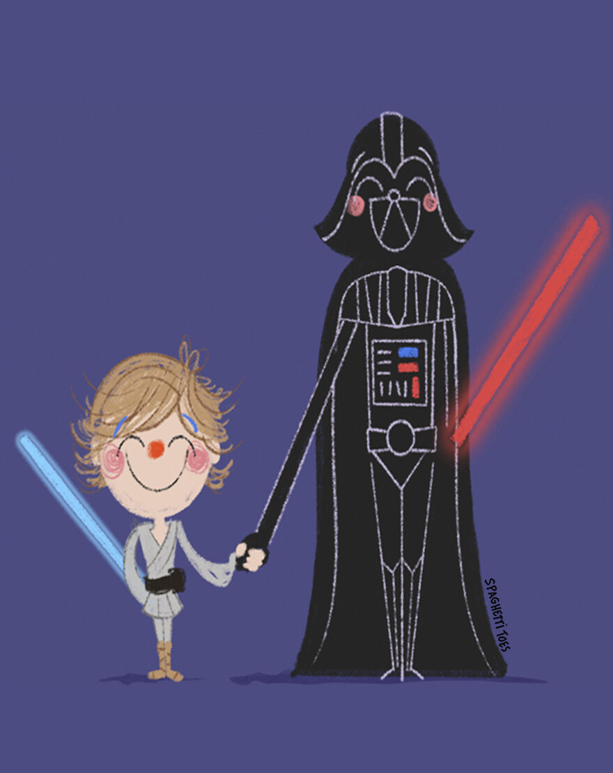 Luke Skywalker And Darth Vader From "Star Wars"
