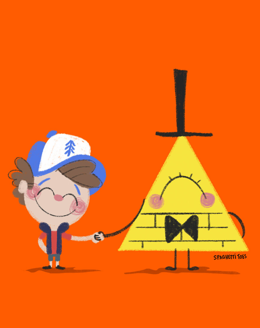 Dipper And Bill From "Gravity Falls"