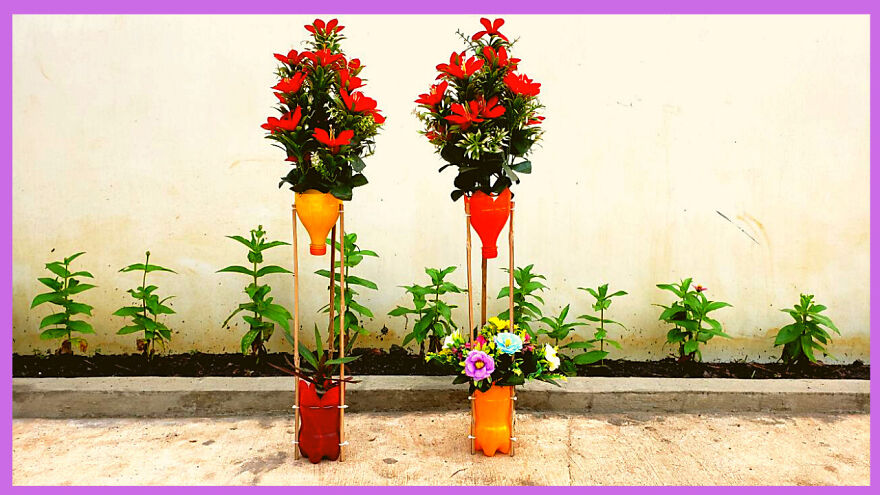 Tutorial Craft | Flower Pots From Plastic Bottles For Garden