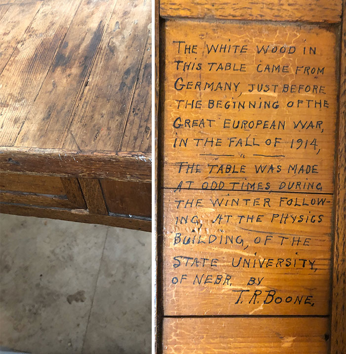 Remember To Sign Your Work. I Used To Really Like This Table I Rescued From A Dump Pile Two Years Ago. Just Found The Inscription...now I Love This Table. It’s Maker, Trboone, Was A Janitor At The University Of Nebraska In 1914. Thanks For The Good Work, Mr. Boone. You Were An Artist