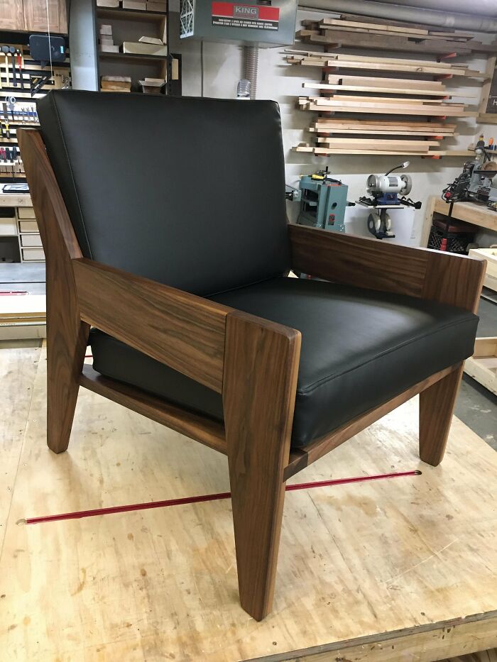 Just Finished Up This Walnut And Leather Armchair