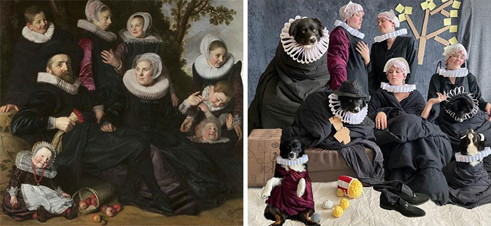 Van Campen Family Portrait In A Landscape, Early 1620s By Frans Hals vs. The Reinhardt Family Portrait In Quarantine, 2021