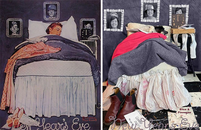 Illie Gillis New Years Eve, 1944 By Norman Rockwell vs. Finnie Ginnis New Years Eve, 2020