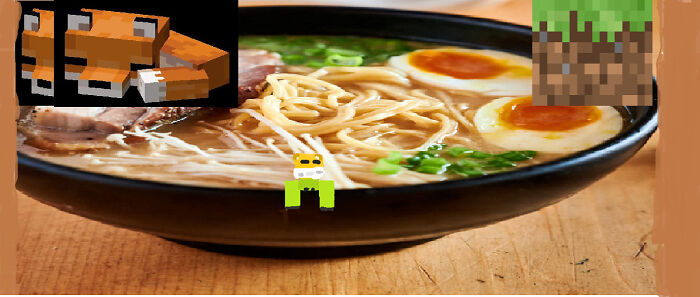 The Little Fox In The Ramen Is My Minecraft Skin That I Made(And Yes Its A Creeper Hoodie)