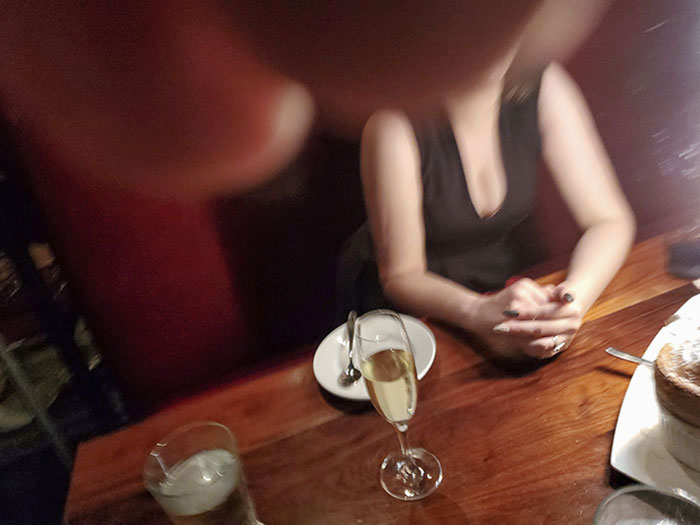Got Eloped This Weekend Then Went Out To A Fancy Restaurant To Celebrate. We Asked Our Waiter To Take A Picture Of Us And This Was The Only One He Got