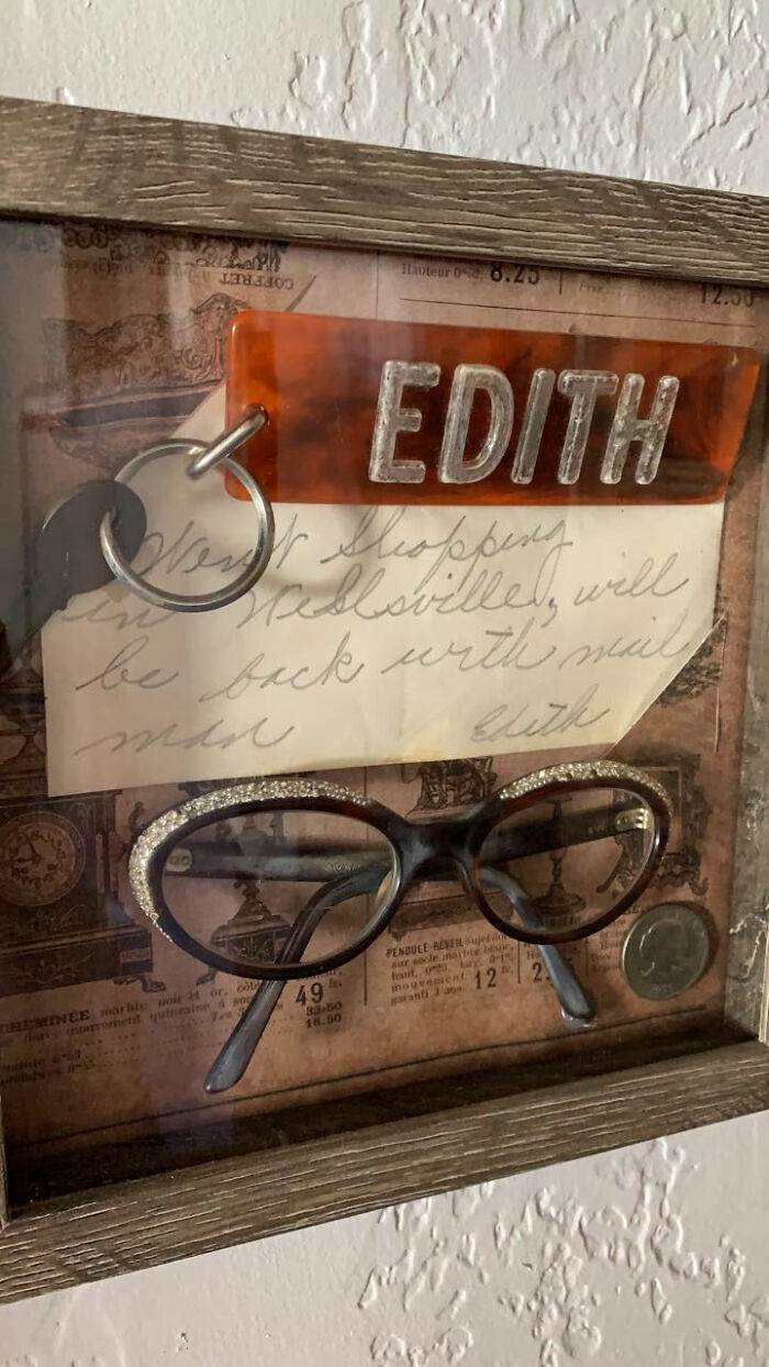 I Have My Great Grannies Glasses, Her House Key And A Handwritten Note. I Have Other Items As Well, But This Is My Shadow Box I Made