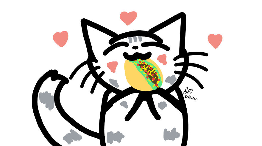 My Drawing Of A Cat Eating A Taco! 😁🐱✨❤️🌮
