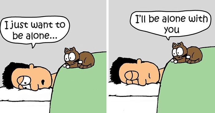 Artist Sums Up Life With A Cat In 30 Comics | Bored Panda