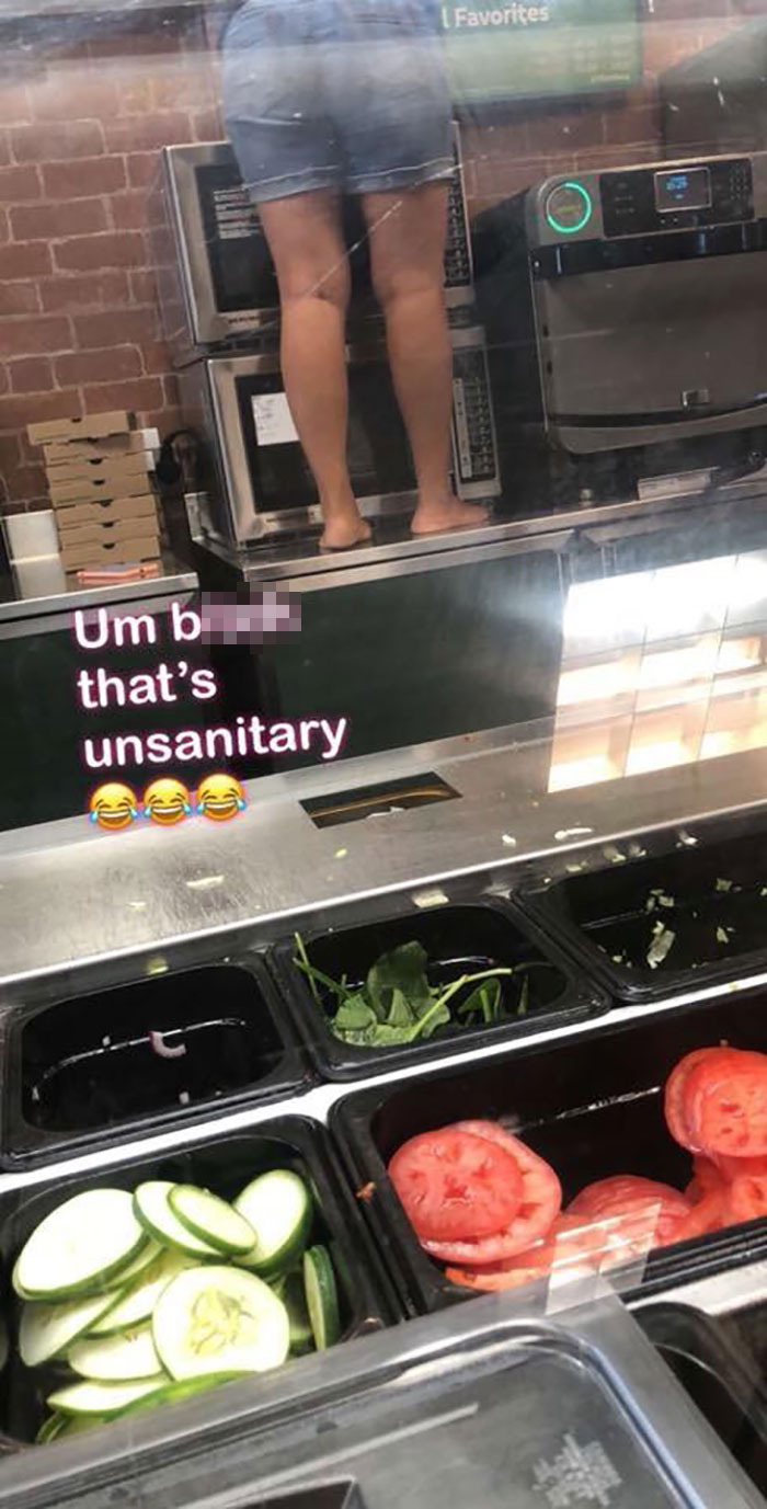 The Restaurant Where The Workers Stand On The Counter (Near The Food Prep Station) Without Shoes On