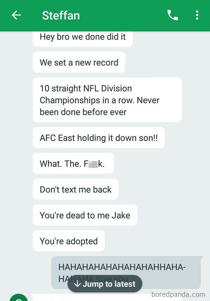 My Friend Celebrated The Patriots Winning The Afc East A Bit Early Today