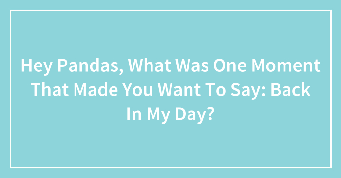 Hey Pandas, What Was One Moment That Made You Want To Say: Back In My Day? (Closed)