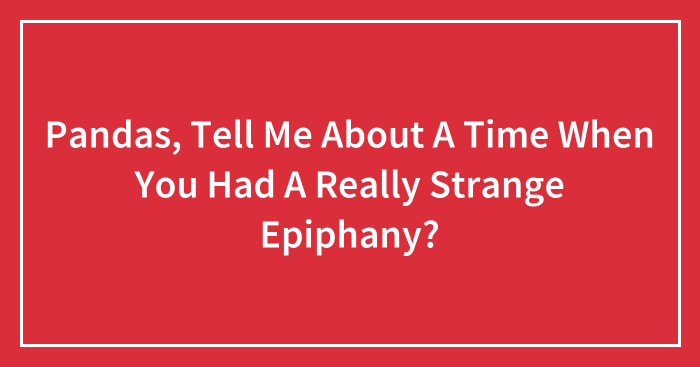Pandas, Tell Me About A Time When You Had A Really Strange Epiphany? (Closed)