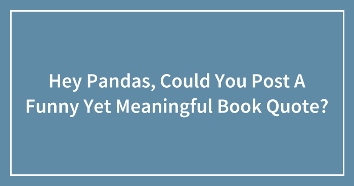 Hey Pandas, Could You Post A Funny Yet Meaningful Book Quote? (Closed)